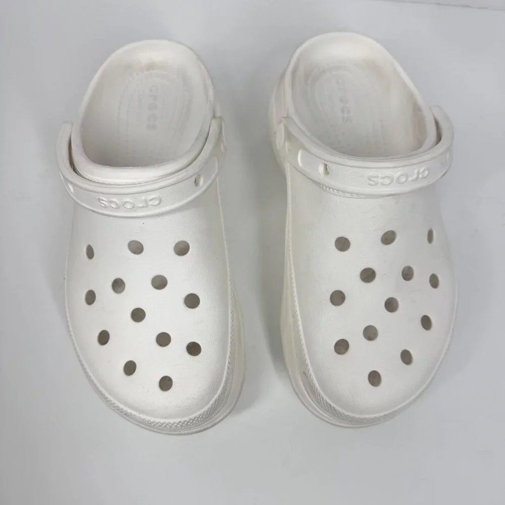 Crocs Classic Bae White Platform Size 7 Clogs Rubber Chunky Clogs - Picture 2 of 14